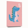 Smiling Blue Dinosaur Wall Art - Girls Room & Nursery Decor