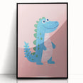 Smiling Blue Dinosaur Wall Art - Girls Room & Nursery Decor