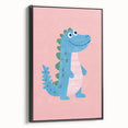 Smiling Blue Dinosaur Wall Art - Girls Room & Nursery Decor