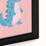 Smiling Blue Dinosaur Wall Art - Girls Room & Nursery Decor