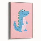 Smiling Blue Dinosaur Wall Art - Girls Room & Nursery Decor