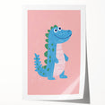 Smiling Blue Dinosaur Wall Art - Girls Room & Nursery Decor