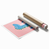 Smiling Blue Dinosaur Wall Art - Girls Room & Nursery Decor