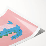 Smiling Blue Dinosaur Wall Art - Girls Room & Nursery Decor