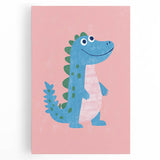 Smiling Blue Dinosaur Wall Art - Girls Room & Nursery Decor