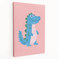 Smiling Blue Dinosaur Wall Art - Girls Room & Nursery Decor