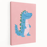 Smiling Blue Dinosaur Wall Art - Girls Room & Nursery Decor