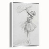 Abstract figurative framed canvas artwork in a white frame, showcasing vibrant colors and dynamic shapes, perfect for contemporary home decor.