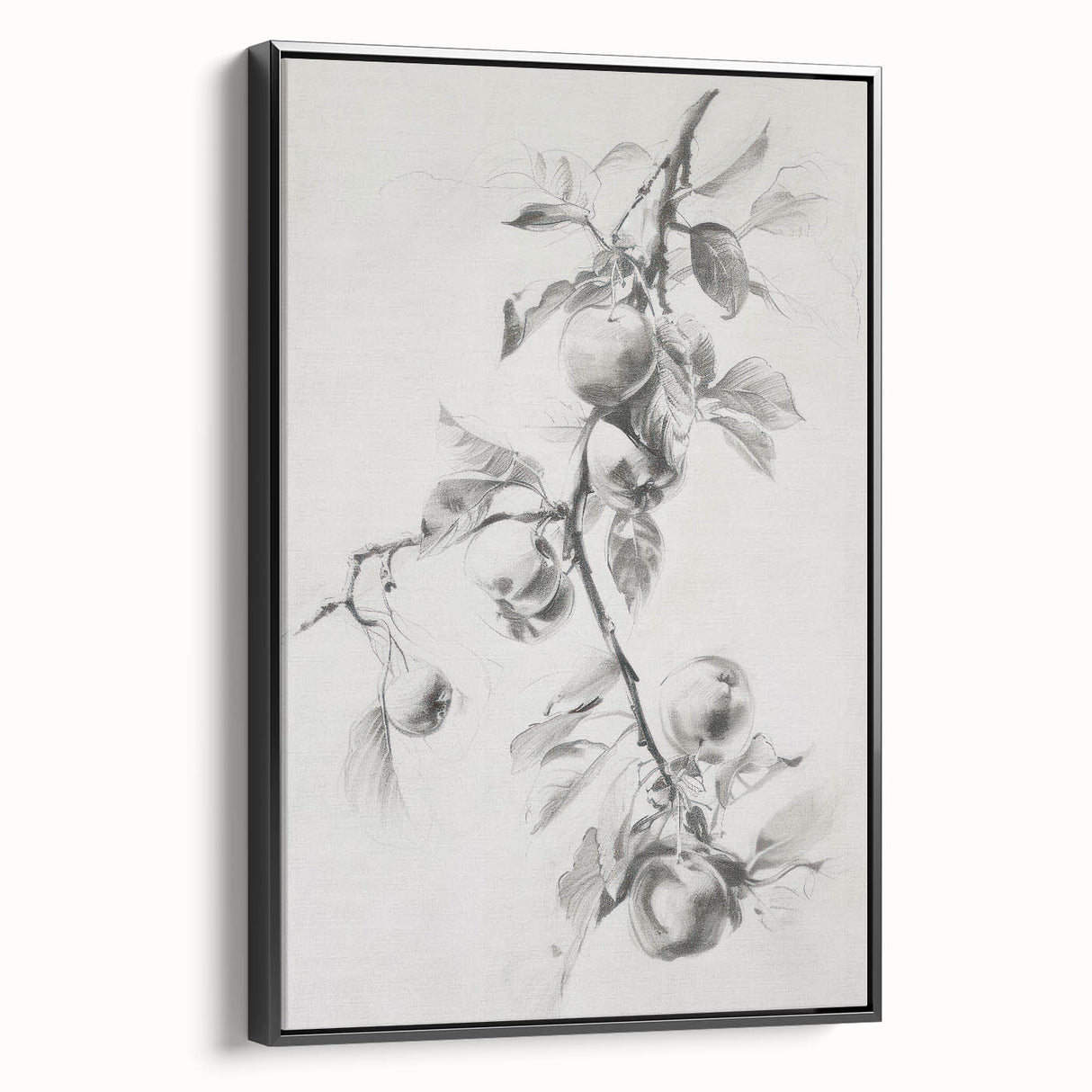 Framed black canvas showcasing vibrant abstract floral design, elegantly displayed from the side, perfect for modern home decor and art enthusiasts.