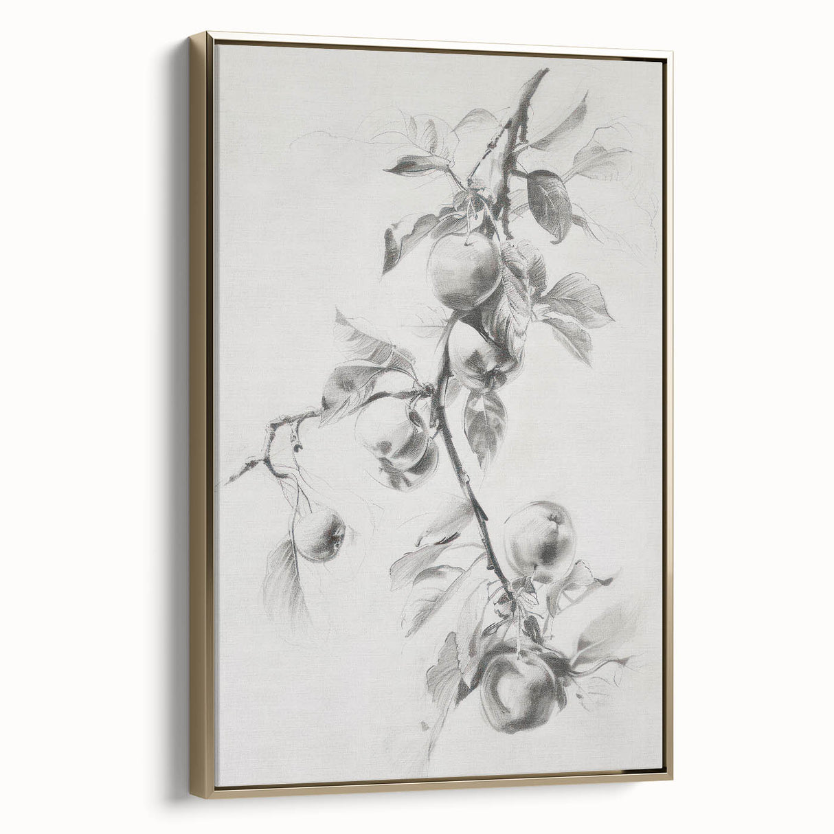 Framed canvas artwork showcasing abstract floral designs in vibrant colors, highlighted with gold accents, displayed in a stylish side view for contemporary decor.
