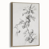 Framed canvas artwork showcasing abstract floral designs in vibrant colors, highlighted with gold accents, displayed in a stylish side view for contemporary decor.