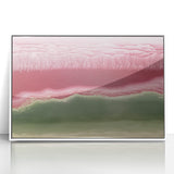 Framed acrylic artwork titled "Abstract Landscape," featuring vibrant colors of blue and green with a modern design, perfect for contemporary home decor.