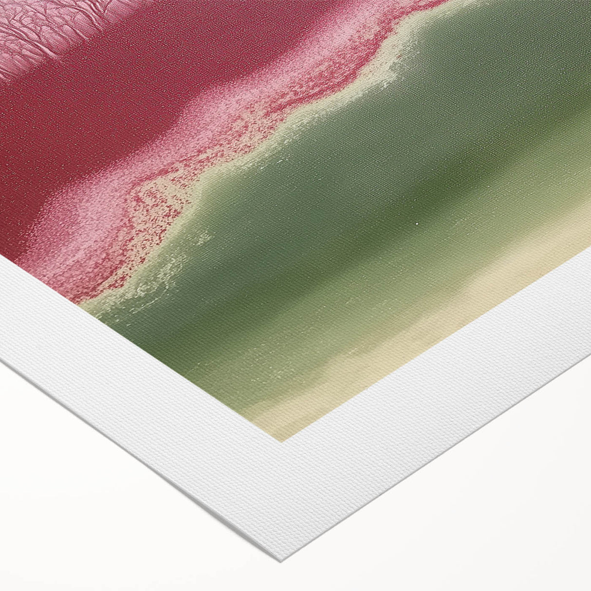 Abstract landscape rolled canvas art showcasing vibrant hues of blue and green, evoking a serene natural scene, elegantly packaged in a protective cardboard tube.