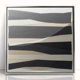 Contemporary Abstract Canvas – Neutral Black, Beige & Ivory Layers