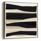 Contemporary Abstract Canvas – Neutral Black, Beige & Ivory Layers