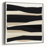 Contemporary Abstract Canvas – Neutral Black, Beige & Ivory Layers