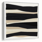 Contemporary Abstract Canvas – Neutral Black, Beige & Ivory Layers