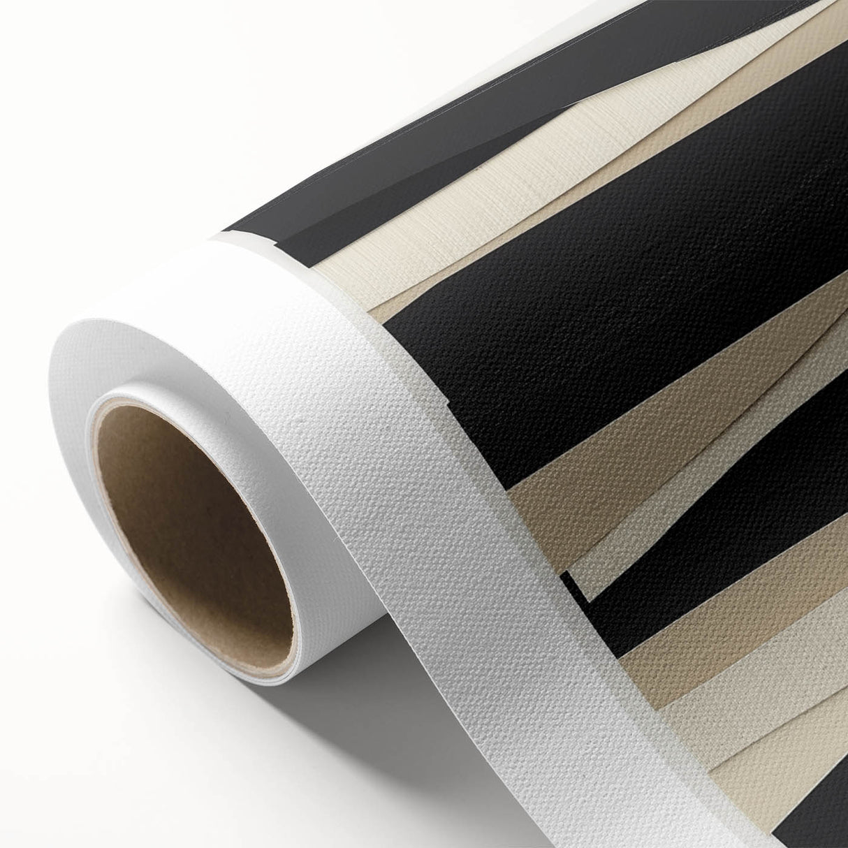 Contemporary Abstract Canvas – Neutral Black, Beige & Ivory Layers