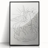 Expressionist Wall Art: Pegasus Flying Through Clouds