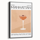 Framed canvas featuring a black and white vintage poster of a landscape, ideal for bedroom wall decor.