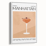 Landscape art painting featuring a colorful vintage poster design on a black framed canvas, ideal for dining room decor.