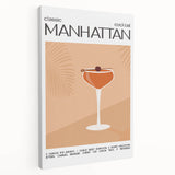 Large stretched canvas featuring a colorful abstract design of food and drinks, ideal for kitchen wall decor.