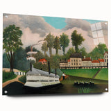 The Laundry Boat - Charming Modern Wall Art with Serene River Scene