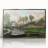 The Laundry Boat - Charming Modern Wall Art with Serene River Scene