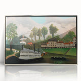 The Laundry Boat - Charming Modern Wall Art with Serene River Scene