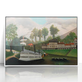 The Laundry Boat - Charming Modern Wall Art with Serene River Scene