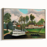 The Laundry Boat - Charming Modern Wall Art with Serene River Scene