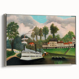 The Laundry Boat - Charming Modern Wall Art with Serene River Scene