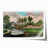 The Laundry Boat - Charming Modern Wall Art with Serene River Scene
