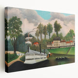 The Laundry Boat - Charming Modern Wall Art with Serene River Scene