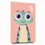 Cute Green Dinosaur Wall Art - Girls Room & Nursery Decor