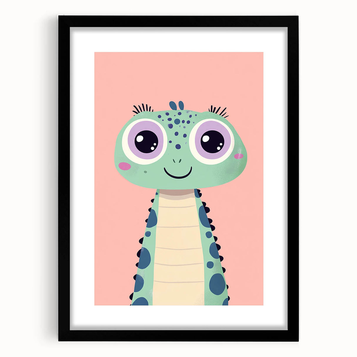 Cute Green Dinosaur Wall Art - Girls Room & Nursery Decor
