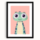 Cute Green Dinosaur Wall Art - Girls Room & Nursery Decor