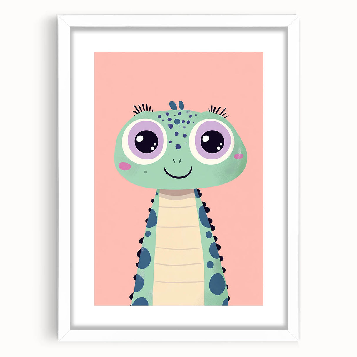 Cute Green Dinosaur Wall Art - Girls Room & Nursery Decor