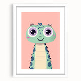 Cute Green Dinosaur Wall Art - Girls Room & Nursery Decor