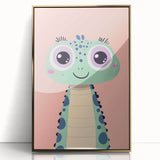 Cute Green Dinosaur Wall Art - Girls Room & Nursery Decor