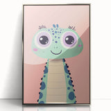 Cute Green Dinosaur Wall Art - Girls Room & Nursery Decor
