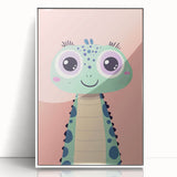 Cute Green Dinosaur Wall Art - Girls Room & Nursery Decor