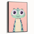 Cute Green Dinosaur Wall Art - Girls Room & Nursery Decor