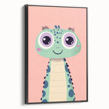 Cute Green Dinosaur Wall Art - Girls Room & Nursery Decor