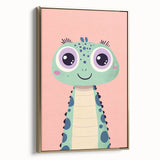 Cute Green Dinosaur Wall Art - Girls Room & Nursery Decor