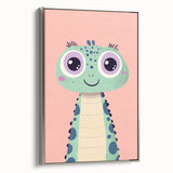 Cute Green Dinosaur Wall Art - Girls Room & Nursery Decor
