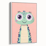 Cute Green Dinosaur Wall Art - Girls Room & Nursery Decor