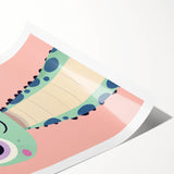 Cute Green Dinosaur Wall Art - Girls Room & Nursery Decor