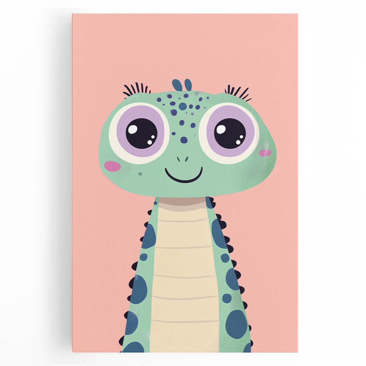 Cute Green Dinosaur Wall Art - Girls Room & Nursery Decor