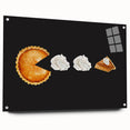 Large abstract wall art depicting autumn trees in orange and red tones on acrylic glass, ideal for dining room decor.